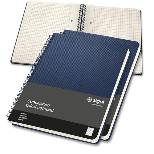 SIGEL CO826 Premium Spiralblock A5 kariert, dunkelblau, 80 Blatt, sehr stabiler Hardcover-Einband, 3er Pack, Einsteckfach, aus nachhaltigem Papier, Conceptum Notizblock SIGEL CO826 Premium Spiralblock A5 kariert, dunkelblau, 80 Blatt, sehr stabiler Hardcover-Einband, 3er Pack, Einsteckfach, aus nachhaltigem Papier, Conceptum Notizblock von Sigel