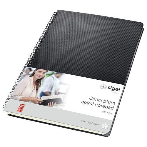 SIGEL CO841 Premium Spiralblock A4, liniert, schwarz, 80 Blatt, sehr stabiler Hardcover-Einband, mit versetzbarem Register, Einsteckfach, aus nachhaltigem Papier, Conceptum SIGEL CO841 Premium Spiralblock A4, liniert, schwarz, 80 Blatt, sehr stabiler Hardcover-Einband, mit versetzbarem Register, Einsteckfach, aus nachhaltigem Papier, Conceptum von Sigel