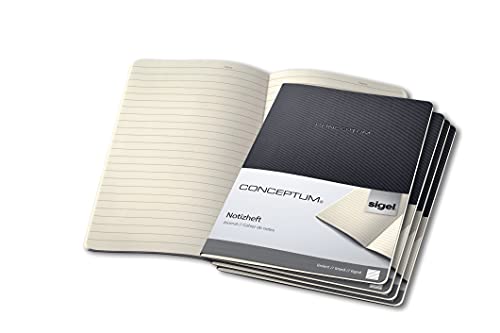 SIGEL CO861 Notizheft schwarz, ca. A4, 64 Seiten liniert, aus nachhaltigem Papier, Conceptum - 5er Pack von Sigel