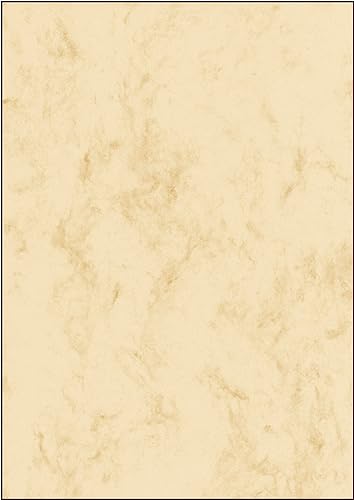 SIGEL DP372 Hochwertiges Marmor-Papier beige, A4, 100 Blatt, Motiv beidseitig, 90 g, Briefpapier, Speisekarte, aus nachhaltigem Papier von Sigel