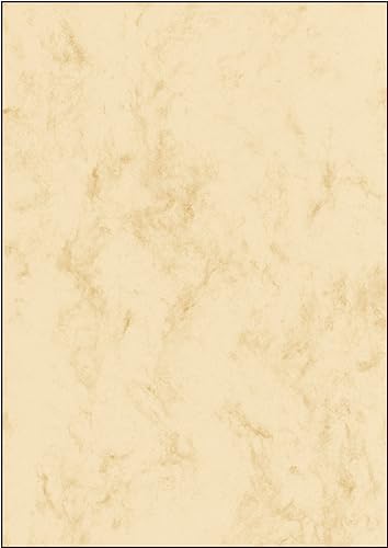 SIGEL DP372 Hochwertiges Marmor-Papier beige, A4, 100 Blatt, Motiv beidseitig, 90 g, Briefpapier, Speisekarte, aus nachhaltigem Papier von Sigel