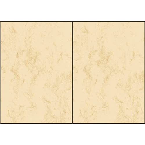 SIGEL DP397 Marmorierter Karton/Marmor-Papier beige, A4, 50 Blatt, Motiv beidseitig, 200 g & SIGEL DP372 Marmor-Papier beige, A4, 100 Blatt, Motiv beidseitig, 90 g von Sigel