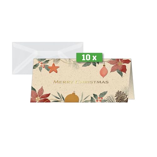 SIGEL DS095 Premium Weihnachtskarten-Set Christmas Art, DIN lang, 10 Karten mit Umschlägen, optimal zum Bedrucken, aus nachhaltigem Gras-Papier SIGEL DS095 Premium Weihnachtskarten-Set Christmas Art, DIN lang, 10 Karten mit Umschlägen, optimal zum Bedrucken, aus nachhaltigem Gras-Papier von Sigel