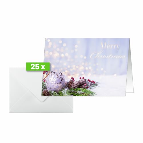 SIGEL DS443 Weihnachtskarten-Set, Ch. Christmas, lila/grün, A6, 25 Karten mit Umschlägen, ideal zum Bedrucken, aus nachhaltigem Papier von Sigel