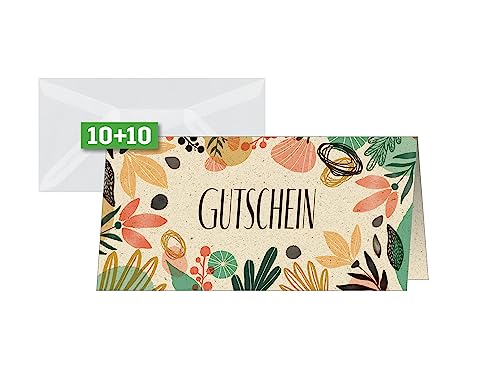 SIGEL DS620 Gutscheinkarten Geschenkgutscheine | Vordrucke zum Selbstausfüllen für Unternehmen, Gastronomie "Colorful plants" | DIN lang | 10 Stück mit Umschläge | aus nachhaltigem Graspapier SIGEL DS620 Gutscheinkarten Geschenkgutscheine | Vordrucke zum Selbstausfüllen für Unternehmen, Gastronomie "Colorful plants" | DIN lang | 10 Stück mit Umschläge | aus nachhaltigem Graspapier von Sigel
