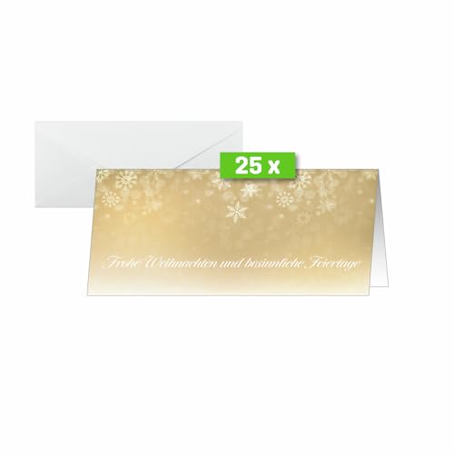 SIGEL DS633 Weihnachtskarten-Set, Golden Christmas Night, gold, DIN lang, 25 Karten mit Umschlägen, ideal zum Bedrucken, aus nachhaltigem Papier von Sigel
