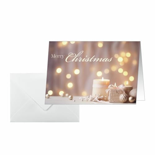 SIGEL DS634 Weihnachtskarten-Set, Golden Glow, gold/beige/champagne, A6, 25 Karten mit Umschlägen, ideal zum Bedrucken, aus nachhaltigem Papier von Sigel