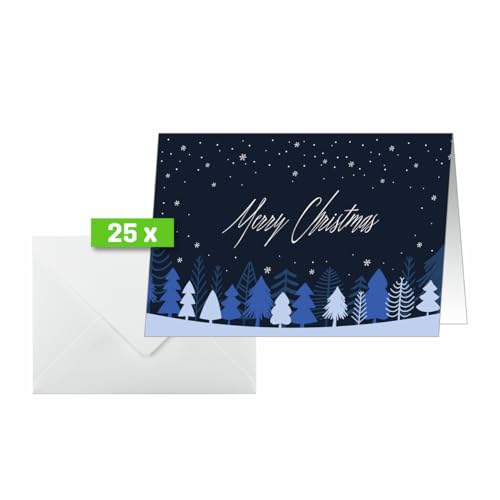 SIGEL DS635 Weihnachtskarten-Set, Snowflake Serenity, blau/weiß, A6, 25 Karten mit Umschlägen, ideal zum Bedrucken, aus nachhaltigem Papier von Sigel