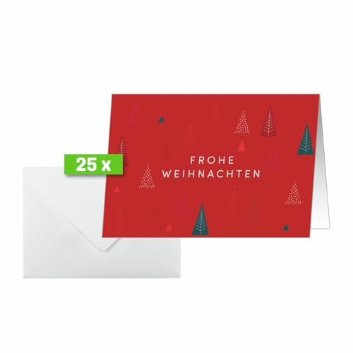 SIGEL DS636 Weihnachtskarten-Set, Ruby Pines, rot, A6, 25 Karten mit Umschlägen, ideal zum Bedrucken, aus nachhaltigem Papier von Sigel