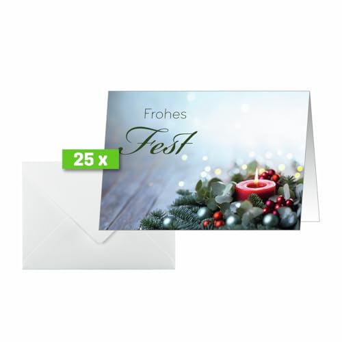 SIGEL DS640 Weihnachtskarten-Set, Candelight Cheer, grün/rot, A6, 25 Karten mit Umschlägen, ideal zum Bedrucken, aus nachhaltigem Papier SIGEL DS640 Weihnachtskarten-Set, Candelight Cheer, grün/rot, A6, 25 Karten mit Umschlägen, ideal zum Bedrucken, aus nachhaltigem Papier von Sigel