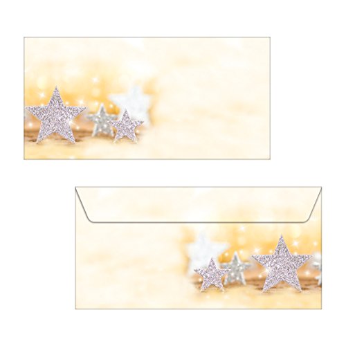 SIGEL DU035 Briefumschläge Weihnachten "Glitter Stars" | DIN lang | 50 Stück von Sigel