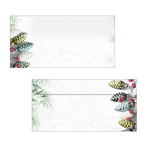 SIGEL DU177 Briefumschläge Weihnachten, mit moderner Weihnachtsgirlande, DIN lang, 50 Stück, "Christmas Garland" von Sigel