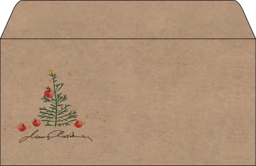 SIGEL DU255 Briefumschläge Weihnachten, gummiert, DIN lang, Kraftpapier, 50 Stück, "Christmas with apples", aus nachhaltigem Papier von Sigel