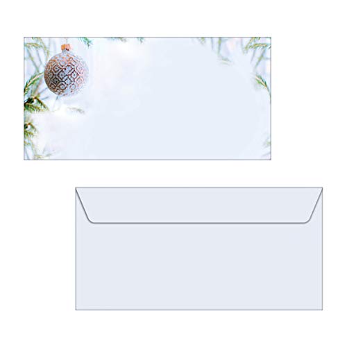 SIGEL DU302 Briefumschläge Weihnachten | DIN lang | 50 Stück | in zarten Blau- und Grüntönen | "Winter Mood" von Sigel
