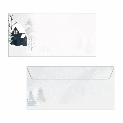 SIGEL DU601 Briefumschläge Weihnachten "Cozy Christmas Watercolor", gummiert, DIN lang, 25 Stück, aus nachhaltigem Papier von Sigel