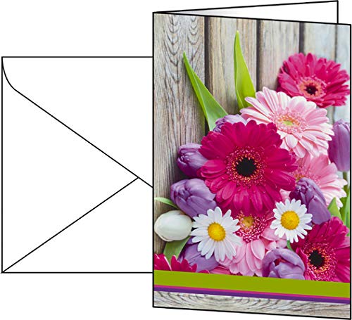 SIGEL Designkarte, Neutral, Inkjet/Laser/Kopierer, Klappkarte mit Umschlag, Glanzkarton, 220 g/m², 11,5 x 17 cm, bunt (10 Stück), Sie erhalten 1 Packung á 10 Stück von Sigel