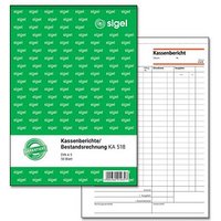 SIGEL Kassenbericht/Bestandsrechnung Formularbuch KA518 von Sigel