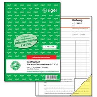 SIGEL Rechnung für Kleinunternehmer mit fortlaufenden Nummern (ohne MwSt.-Ausweis) Formularbuch SD130 von Sigel