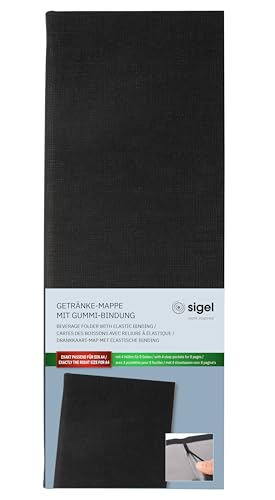 SIGEL GM100 Speisekarte Barformat 1/2 A4, Getränkemappe, Gummi-Bindung, schwarz mit Leinenstruktur, strapazierfähig und leicht abwischbar SIGEL GM100 Speisekarte Barformat 1/2 A4, Getränkemappe, Gummi-Bindung, schwarz mit Leinenstruktur, strapazierfähig und leicht abwischbar von Sigel