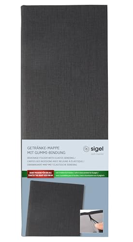 SIGEL GM101 Speisekarte Barformat 1/2 A4, Getränkemappe, Gummi-Bindung, anthrazit mit Leinenstruktur, strapazierfähig und leicht abwischbar SIGEL GM101 Speisekarte Barformat 1/2 A4, Getränkemappe, Gummi-Bindung, anthrazit mit Leinenstruktur, strapazierfähig und leicht abwischbar von Sigel