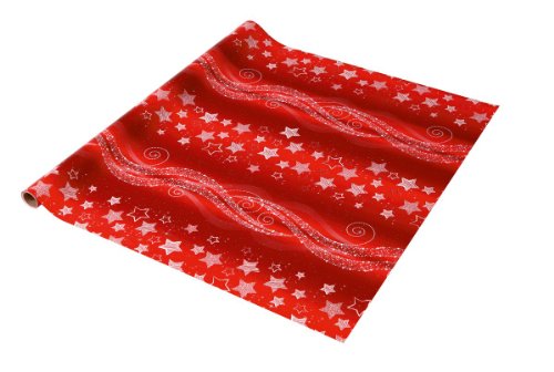 SIGEL GP113 Weihnachts-Geschenkpapier rot/silber | 1 Rolle 5m x 70cm | "Fairy Lights" von Sigel