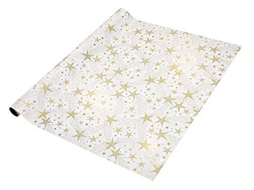 SIGEL GP115 Weihnachts-Geschenkpapier weiß/gold | 1 Rolle 5m x 70cm | "Dancing Stars" von Sigel
