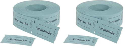 SIGEL GR555 Wertmarken Gutscheinmarken Rolle blau, 500 Bons, aus Recyclingpapier, Essensmarken, Getränkebons (Packung mit 2) von Sigel