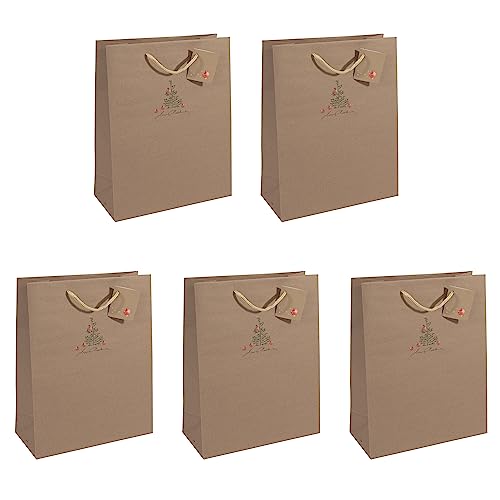 Sigel GT040/5 große Geschenktüten aus Kraftpapier, 5er Set, 33 x 26 cm, braun, "Christmas with apples", Papier-Geschenktaschen Weihnachten Sigel GT040/5 große Geschenktüten aus Kraftpapier, 5er Set, 33 x 26 cm, braun, "Christmas with apples", Papier-Geschenktaschen Weihnachten von Sigel