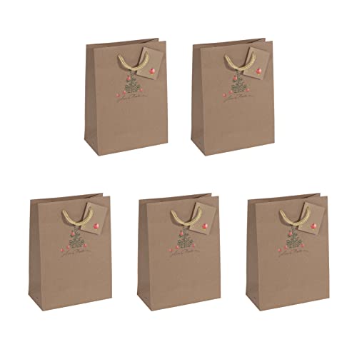 Sigel GT041/5 mittelgroße Geschenktüten aus Kraftpapier, 5er Set, 23 x 17 cm, braun, "Christmas with apples", Papier-Geschenktaschen Weihnachten Sigel GT041/5 mittelgroße Geschenktüten aus Kraftpapier, 5er Set, 23 x 17 cm, braun, "Christmas with apples", Papier-Geschenktaschen Weihnachten von Sigel