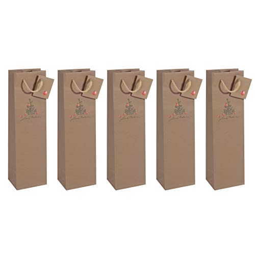 Sigel GT042/5 Flaschen-Geschenktüten aus Kraftpapier, 5er Set, 35 x 10 cm, braun, "Christmas with apples", Papier-Geschenktaschen Weihnachten Sigel GT042/5 Flaschen-Geschenktüten aus Kraftpapier, 5er Set, 35 x 10 cm, braun, "Christmas with apples", Papier-Geschenktaschen Weihnachten von Sigel