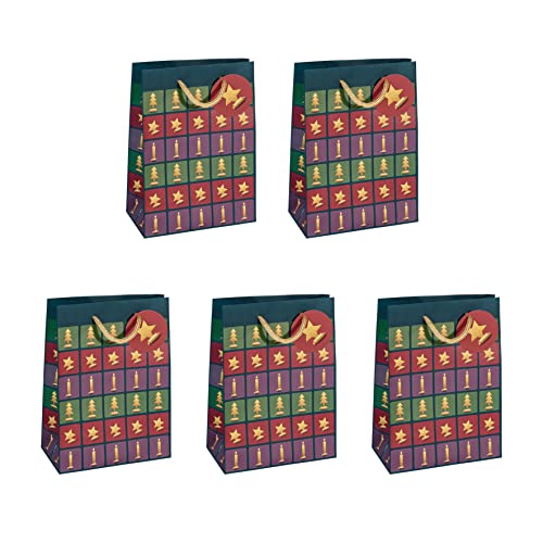 Sigel GT047/5 mittelgroße Papier-Geschenktüten, 5er Set, 23 x 17 cm, grün, rot, violett, Weihnachten "Cut-out style", Papier-Geschenktaschen Weihnachten Sigel GT047/5 mittelgroße Papier-Geschenktüten, 5er Set, 23 x 17 cm, grün, rot, violett, Weihnachten "Cut-out style", Papier-Geschenktaschen Weihnachten von Sigel