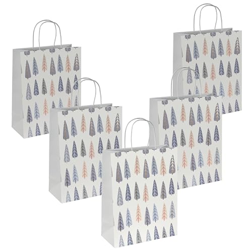 SIGEL GT123 große Premium Geschenktüten aus Papier, 5er Set, 26 x 33 cm, weiß, blau, gold, Papier-Geschenktaschen Weihnachten von Sigel