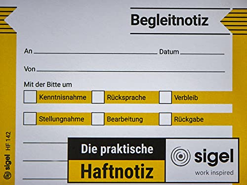 SIGEL HF142 Haftnotiz Begleitnotiz 100 x 75 mm, 50 Blatt SIGEL HF142 Haftnotiz Begleitnotiz 100 x 75 mm, 50 Blatt von Sigel