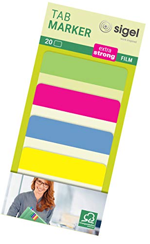 SIGEL HN204 Tab Marker, extra starke Haftmarker, 50 x 38 mm, 20 Streifen SIGEL HN204 Tab Marker, extra starke Haftmarker, 50 x 38 mm, 20 Streifen von Sigel