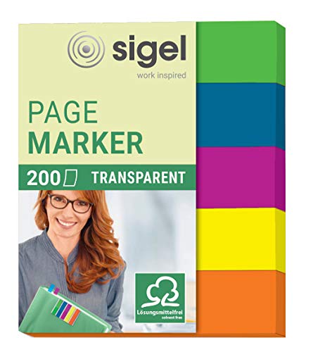 SIGEL HN615 Haftmarker, 200 Mini-Streifen im Format 12 x 50 mm, 5 Farben von Sigel