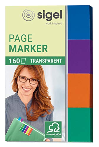 SIGEL HN671 Haftmarker Transparent, 160 Streifen im Format 20 x 50 mm, mint, orange, violett, türkis, aus Papier SIGEL HN671 Haftmarker Transparent, 160 Streifen im Format 20 x 50 mm, mint, orange, violett, türkis, aus Papier von Sigel
