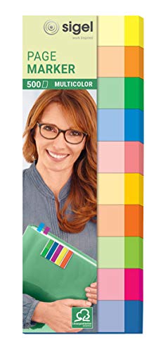SIGEL HN682 Haftmarker Multicolor, 500 Streifen, 10 Farben im Format 15 x 50 mm, aus Papier von Sigel