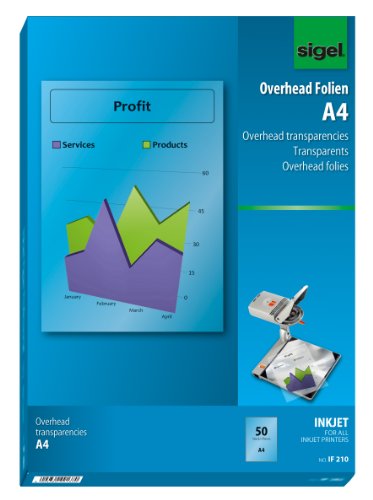 SIGEL IF210 OHP-Folien / Overhead-Folien für InkJet / Tintenstrahldrucker A4, 50 Blatt SIGEL IF210 OHP-Folien / Overhead-Folien für InkJet / Tintenstrahldrucker A4, 50 Blatt von Sigel