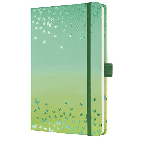 SIGEL JN347 Notizbuch Tagebuch Jolie, ca. A5, liniert, Hardcover, Gummiband, Stiftschlaufe, Einstecktasche, grün, aus nachhaltigem Papier von Sigel