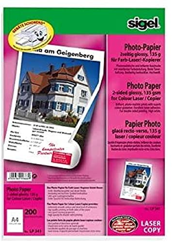 SIGEL LP341 Fotopapier für Laser / Kopierer, A4, 200 Blatt, hochglänzend, beidseitig bedruckbar, 135 g SIGEL LP341 Fotopapier für Laser / Kopierer, A4, 200 Blatt, hochglänzend, beidseitig bedruckbar, 135 g von Sigel