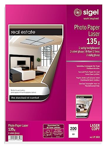 SIGEL LP343 Fotopapier für Laser / Kopierer, A3, 200 Blatt, hochglänzend, beidseitig bedruckbar, 135 g SIGEL LP343 Fotopapier für Laser / Kopierer, A3, 200 Blatt, hochglänzend, beidseitig bedruckbar, 135 g von Sigel