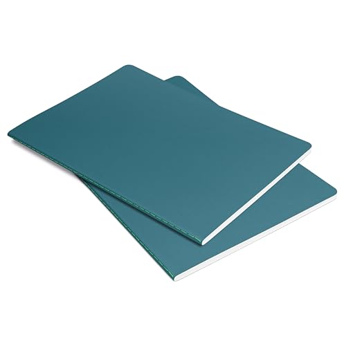 Sigel LS304 Notizhefte A5 kariert, 2er Pack, mittelblau/neon-grün, Softcover, 68 Seiten, aus nachhaltigem Papier, Linescape von Sigel
