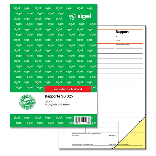 SIGEL SD025 Rapport A5, 2x40 Blatt, selbstdurchschreibend, 1 Stück von Sigel