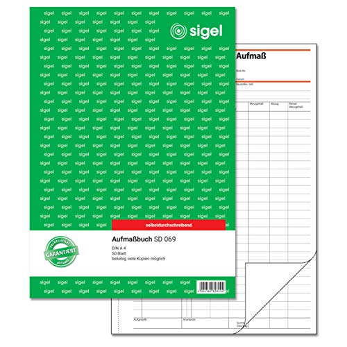 SIGEL SD069 Aufmaßbuch selbstdurchschreibend, beliebig viele Kopien, A4, 50 Blatt von Sigel