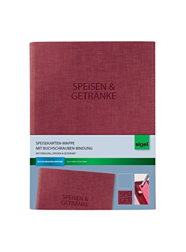 SIGEL SM133 Speisekarten-Mappe mit Buchschrauben-Bindung für A5, bordeauxrot mit edler Leinenstruktur, strapazierfähig und leicht abwischbar SIGEL SM133 Speisekarten-Mappe mit Buchschrauben-Bindung für A5, bordeauxrot mit edler Leinenstruktur, strapazierfähig und leicht abwischbar von Sigel