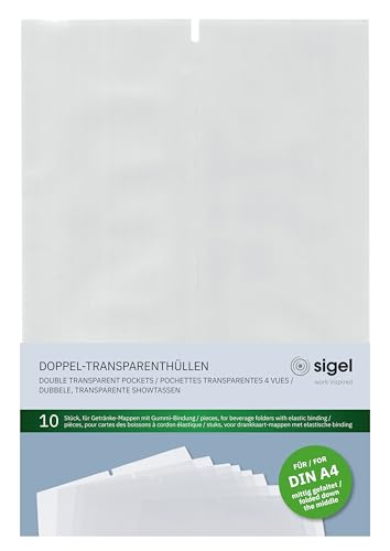 SIGEL SM182 Doppel-Transparenthüllen für Getränkemappen im Barformat 1/2 A4, mit Gummibindung, 10 Stück, strapazierfähig und leicht abwischbar SIGEL SM182 Doppel-Transparenthüllen für Getränkemappen im Barformat 1/2 A4, mit Gummibindung, 10 Stück, strapazierfähig und leicht abwischbar von Sigel