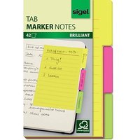 SIGEL TAB MARKER NOTES Haftnotizen Standard farbsortiert 42 Blatt von Sigel