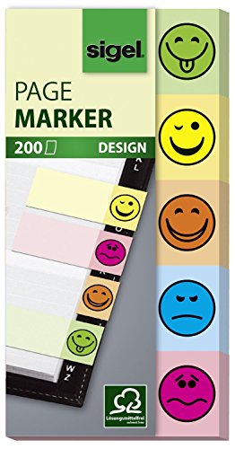 Sigel© Haftmarker Design Smile, grn, gelb, orange, blau, rot, 20x50 mm, 200 Streifen von Sigel