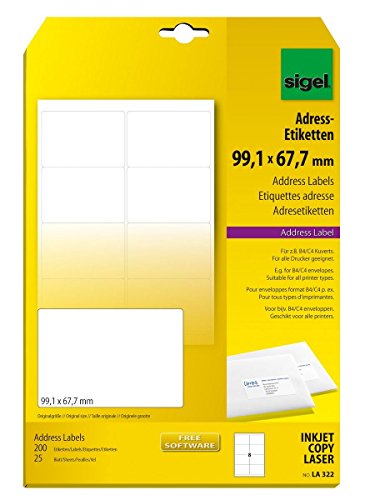 Sigel Adress-Etiketten 99,1x67,7mm weiss Ink/Laser/Copy geeigne von Sigel