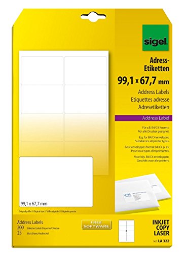 Sigel Adress-Etiketten 99,1x67,7mm weiss Ink/Laser/Copy geeigne Sigel Adress-Etiketten 99,1x67,7mm weiss Ink/Laser/Copy geeigne von Sigel